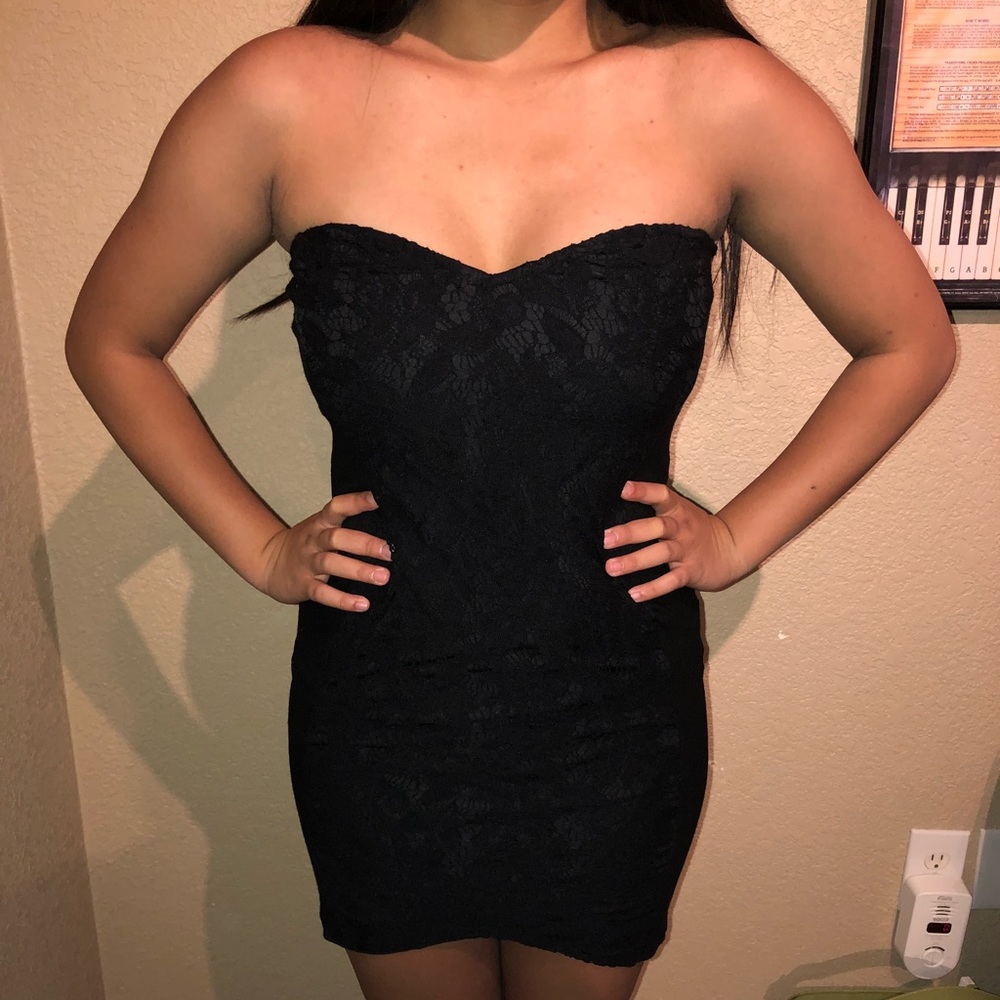 H&M Strapless Lace Little Black Dress